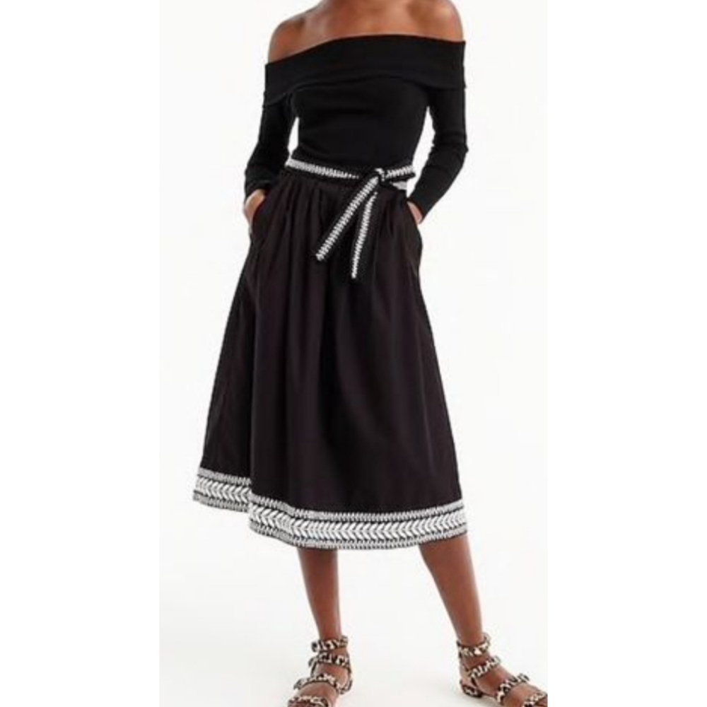 J. Crew Black A-Line Skirt with White Trim